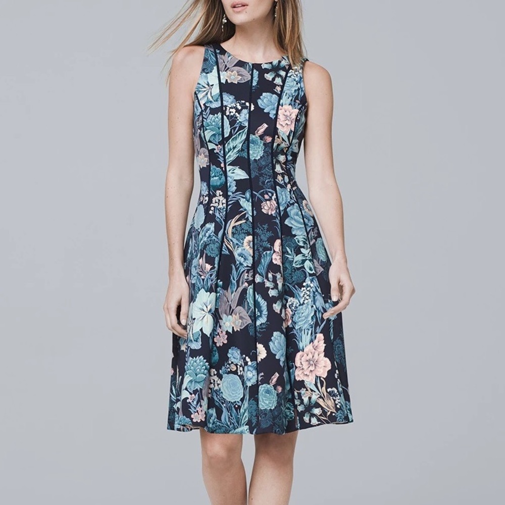 Blue White House Black Market Dress